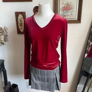 Vintage 90s Whimsygoth Velvet Vamp‎ Y2K Long Sleeve Top